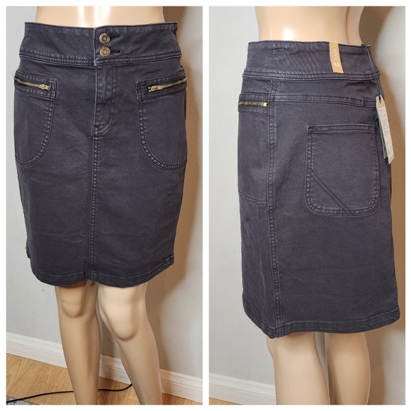 NWT Prana Stretch Denim Grey Broadway Skirt women's size 2 - Picture 3 of 12
